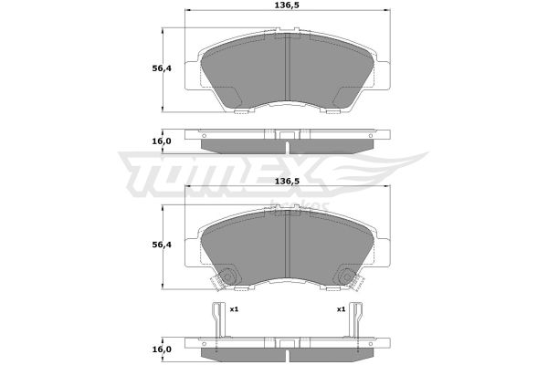 TOMEX BRAKES stabdžių trinkelių rinkinys, diskinis stabdys TX 17-55